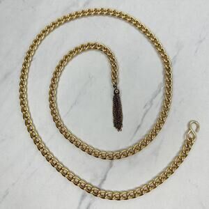 Gold Tone Tassel Charm Metal Chain Link Belt Y2K Festival Small/Medium (S/M) ✨